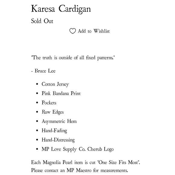 Magnolia Pearl Kanesa Cardigan One Size - Picture 8 of 8